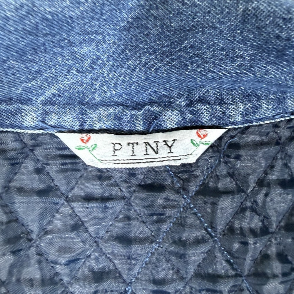 Vintage PTNY Vest Women's XL Blue Quilted Denim Button Boho Cottagecore Western - Picture 4 of 7